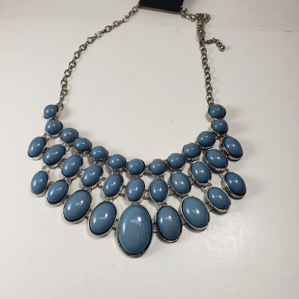 RSVP Silver, Blue Grayish Statement Necklace – Women's Fashion Jewelry - 18-inch - Picture 7 of 8